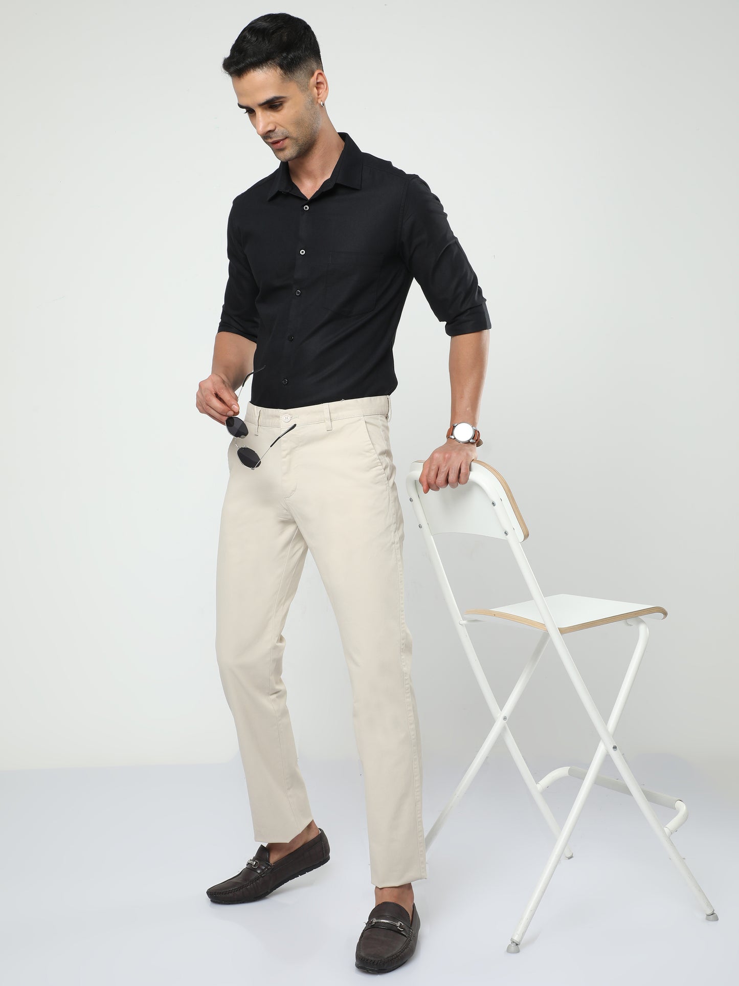 Men's Casual Beige Trouser