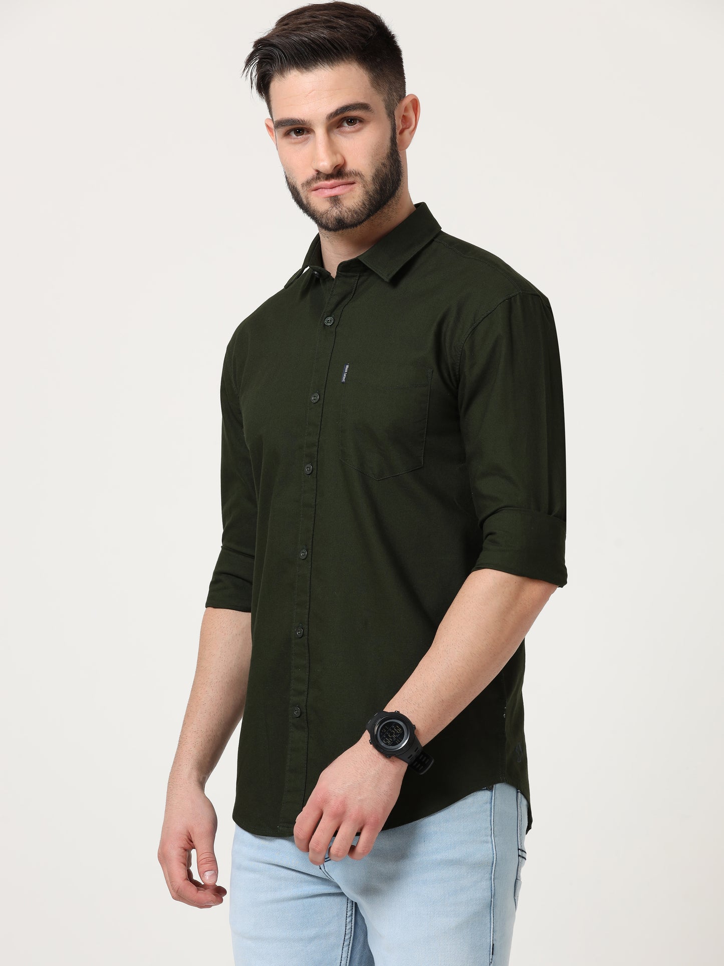 Dark Green Slim Fit Full Sleeve Shirt