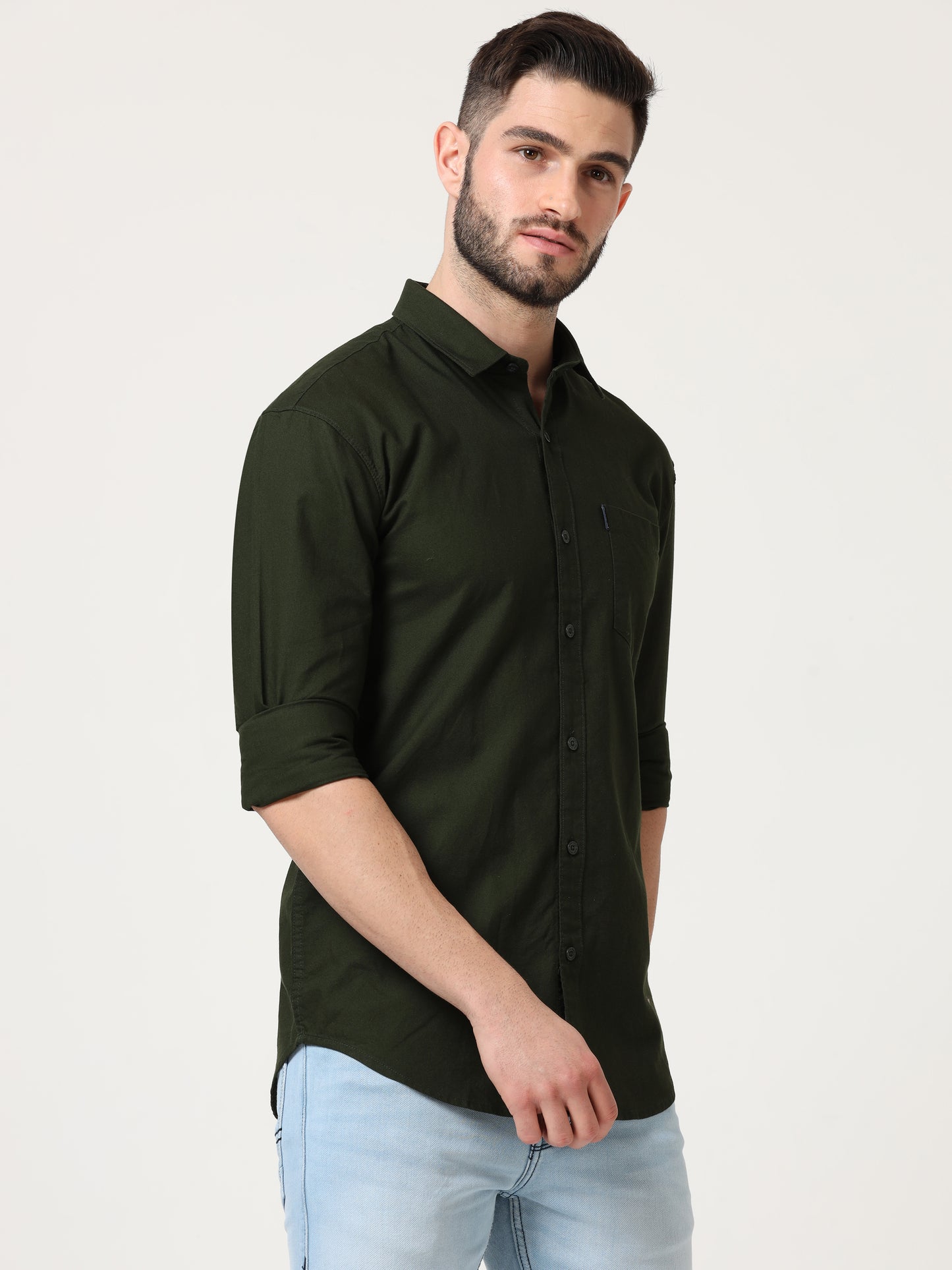 Dark Green Slim Fit Full Sleeve Shirt