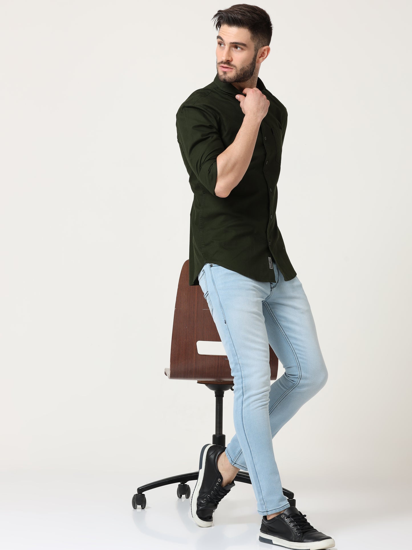 Dark Green Slim Fit Full Sleeve Shirt